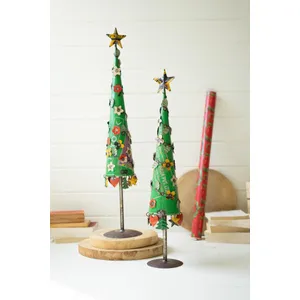 Set of 2 Recycled Iron Christmas Trees 1