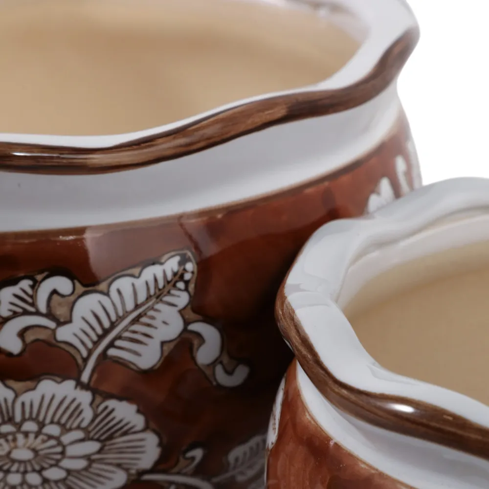 HENLEYDALE SET OF 2 BROWN PLANTER 7 (IN)