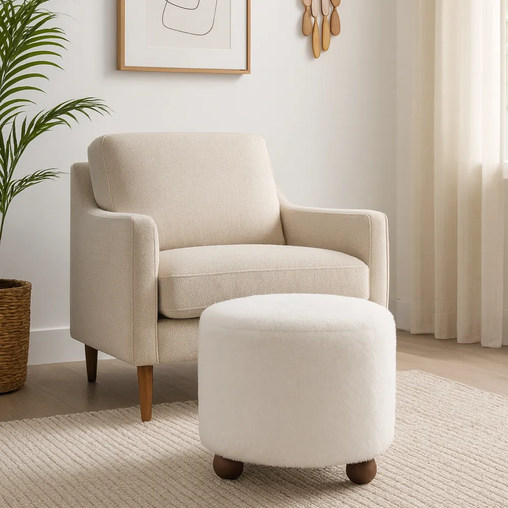 BAKERGROVE IVORY OTTOMAN 18 (IN)