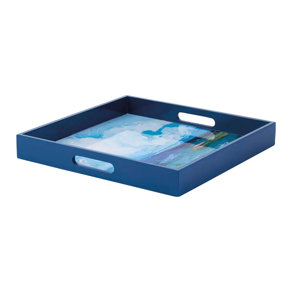 Saltwaters Edge Square Lacquer Serving Tray