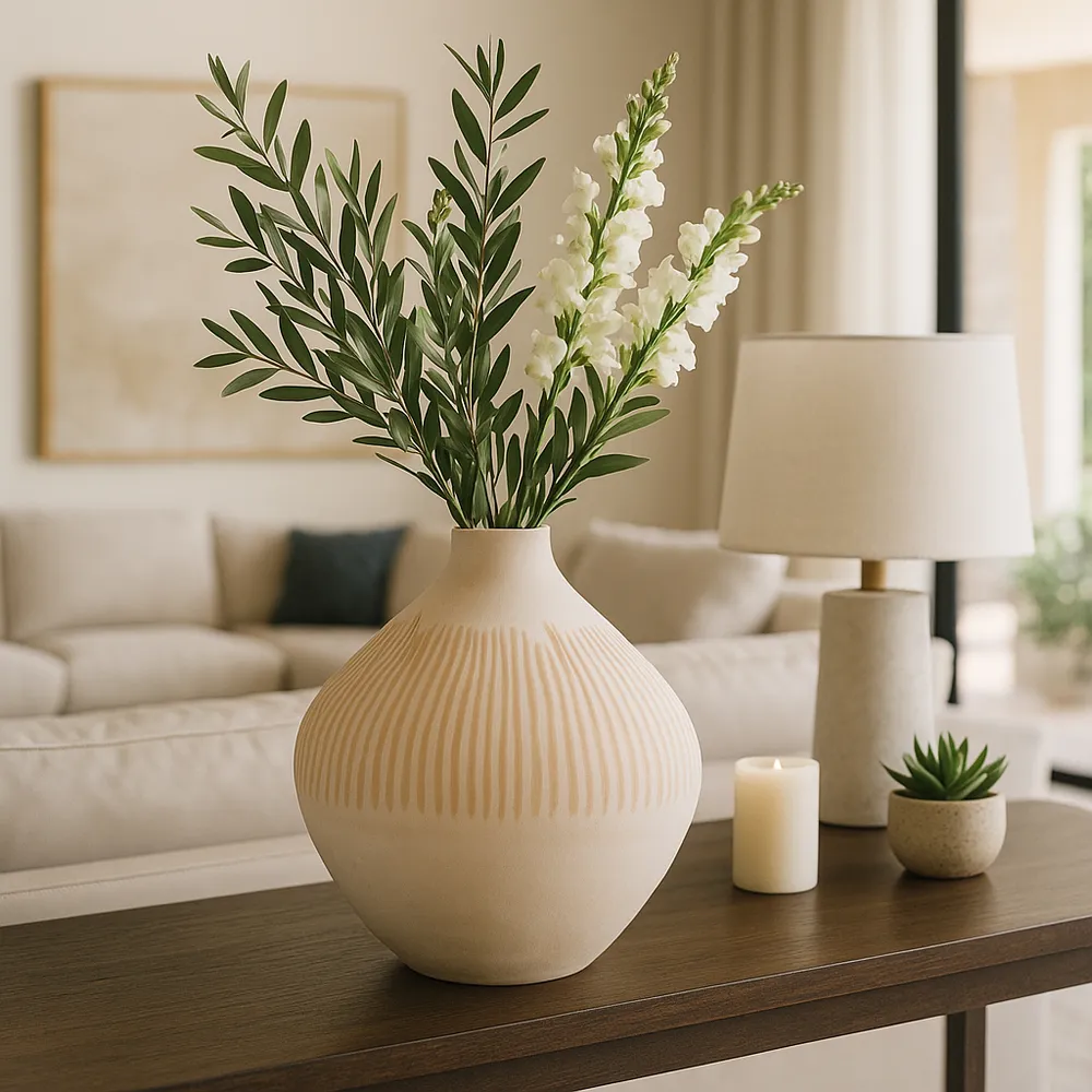 DRAKE IVORY GLASS VASE 14 (IN)