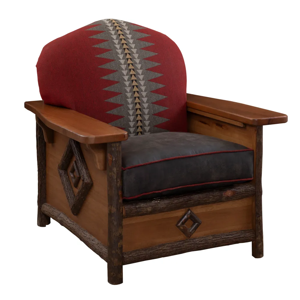 Hickory Log  Diamond Peak Lounge Chair - Premium Fabric - Seat:  Fabric TBD;   Backrest:  Fabric TBD