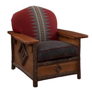 Hickory Log  Diamond Peak Lounge Chair - Premium Fabric - Seat:  Fabric TBD;   Backrest:  Fabric TBD