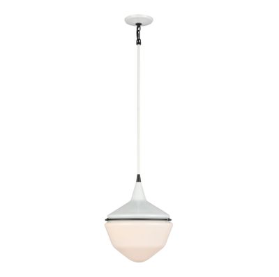 Mid-Century Schoolhouse 12″ Wide 1-Light Mini Pendant - Enamel White