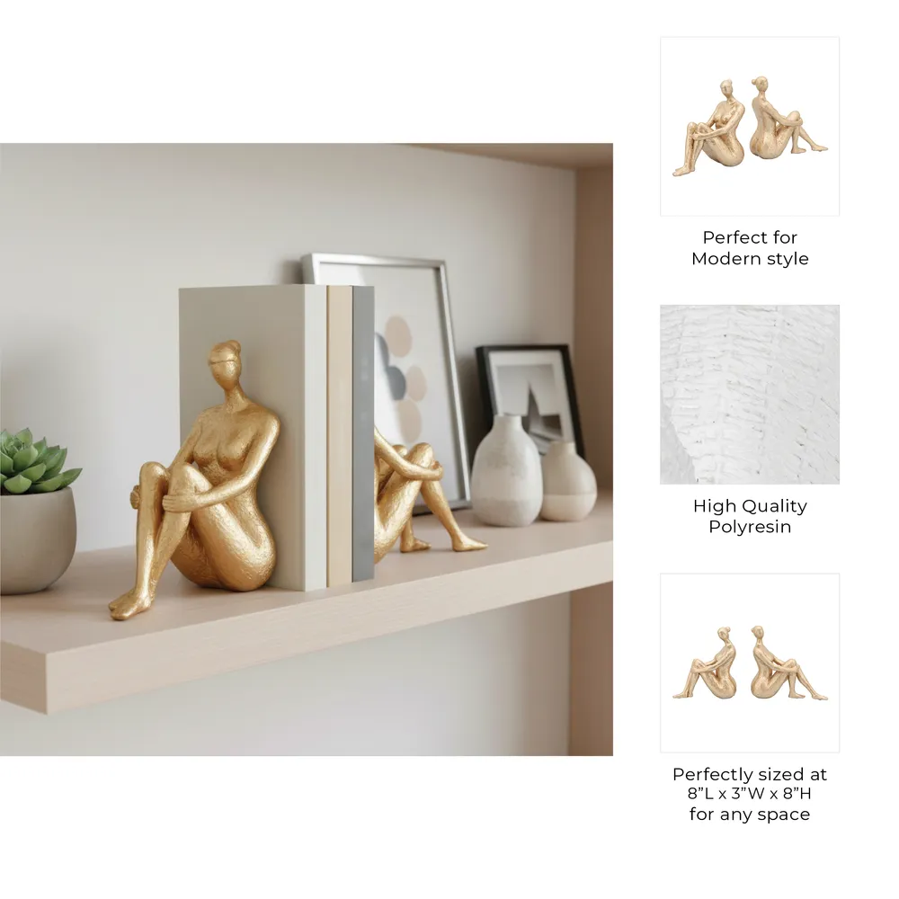 DOUGALPARK SET OF 2 GOLD BOOKENDS 8 (IN)