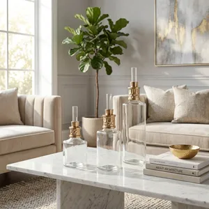 HOUSTONCROSS SET OF 3 GOLD GLASS VASES 17 (IN) 11