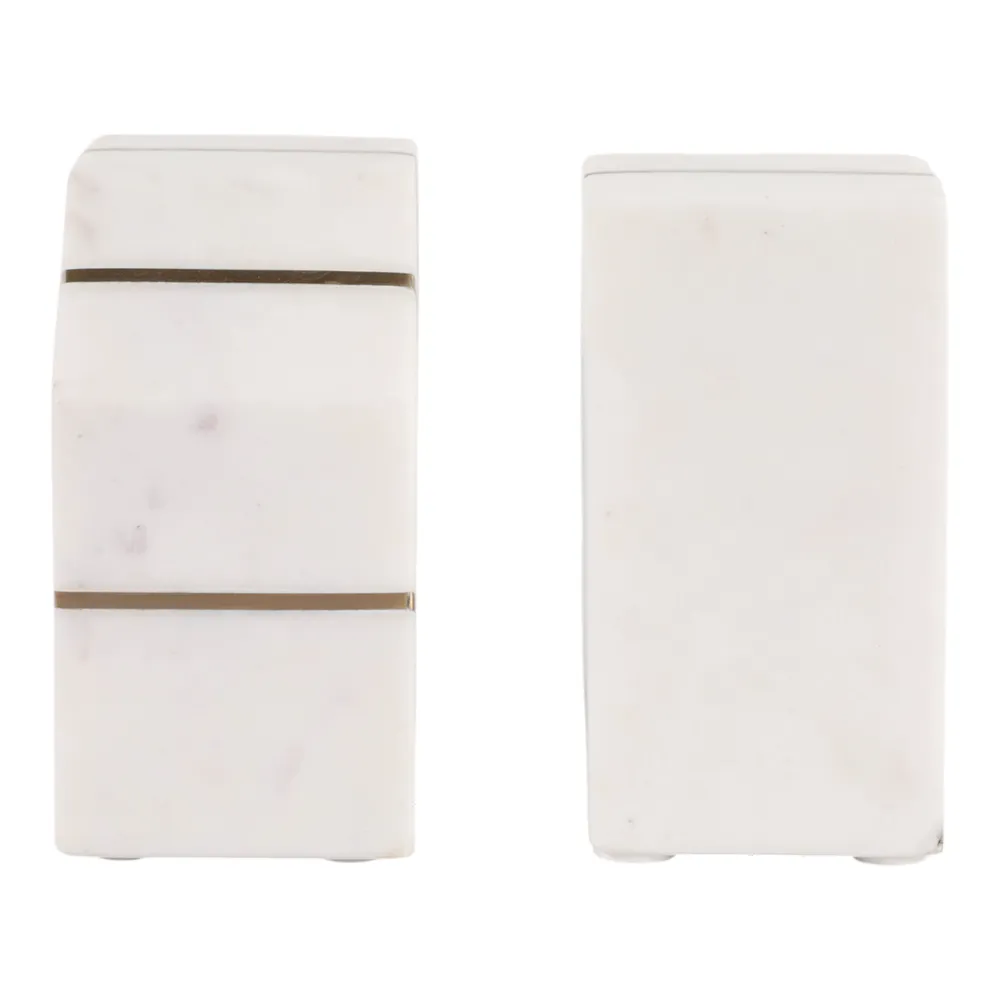 BRUNOCROSS SET OF 2 WHITE BOOKENDS 5 (IN)