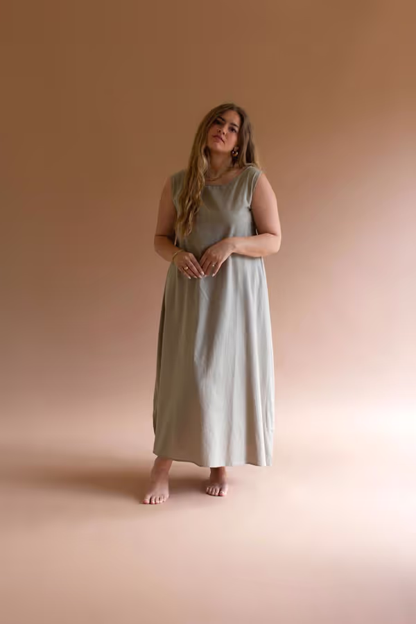 Sleeveless Double-Sided Tie Dress - Fog and Pistachio