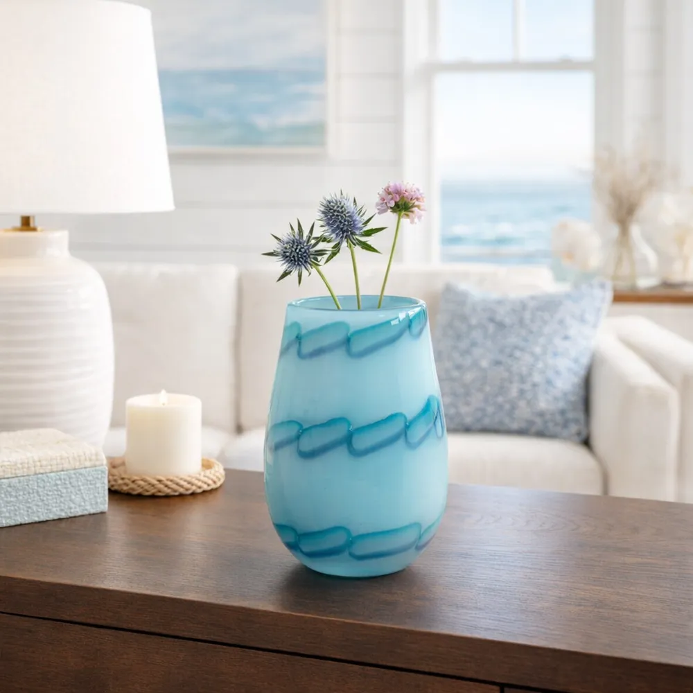 HELENARIDGE BLUE GLASS VASE 9 (IN)