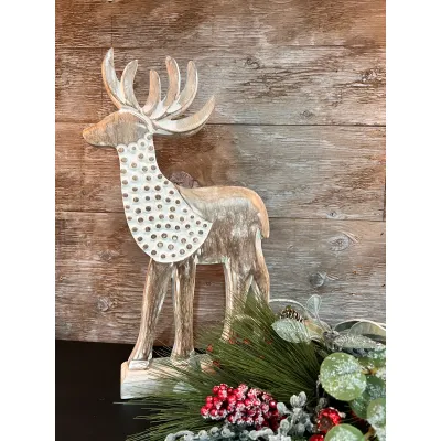Wooden Beaded Reindeer 16x10in