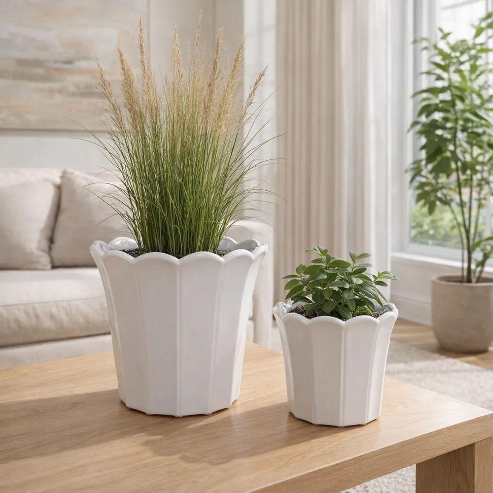 DEANGROVE SET OF 2 WHITE PLANTER 7 (IN)