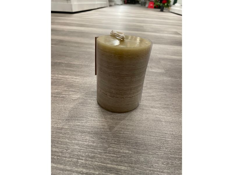 4" Brushed Pillar Candle, Tan 1