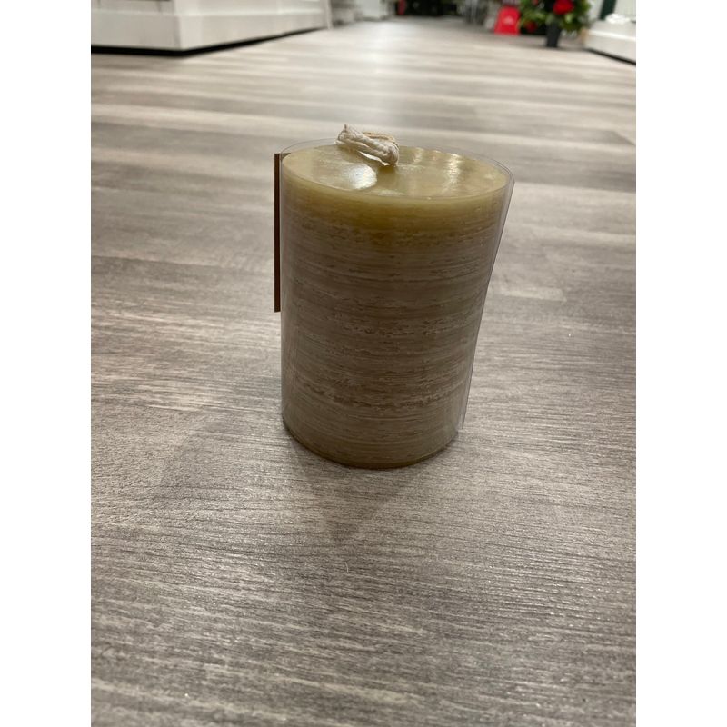 4" Brushed Pillar Candle, Tan