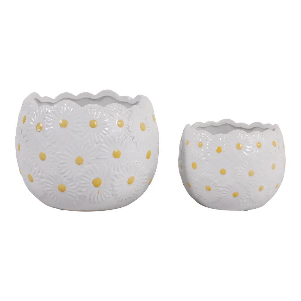 BRONSONRUN SET OF 2 WHITE PLANTER 7 (IN)