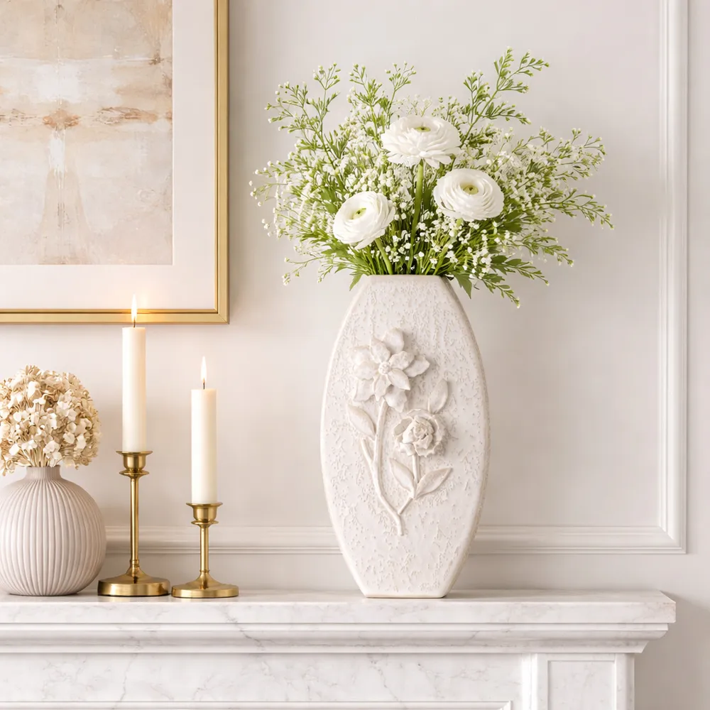 HAYESTON WHITE VASE 18 (IN)