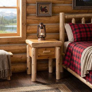 Cedar Log One Drawer Nightstand - Vintage