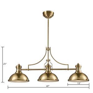 Chadwick 47'' Wide 3-Light Linear Chandelier - Satin Brass 2