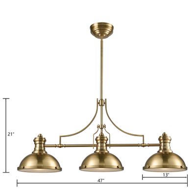 Chadwick 47'' Wide 3-Light Linear Chandelier - Satin Brass