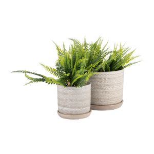 S/2  TRIBAL PLANTER 6/8" W/ SAUCER, BEIGE 4