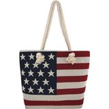 SEE-THRU MESH TOTE WITH FAUX LEATHER BOTTOM - USA FLAG 1