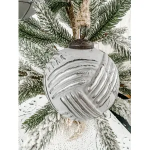 Gray & Silver Set of 4 Glass Ornaments 4in 4