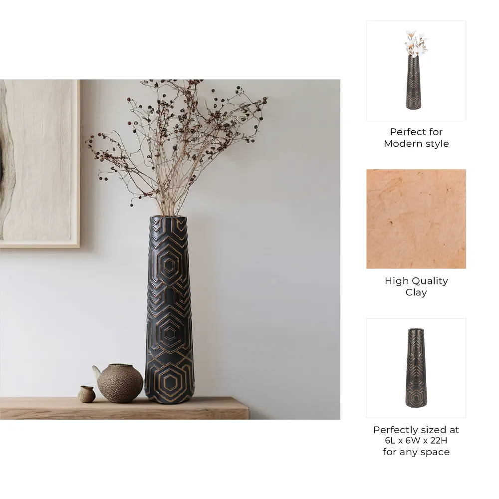 MORGANBROOK BLACK VASE 22 (IN)