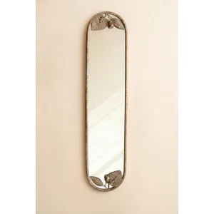 Tall Rustic Metal Framed Mirror with Leaf and Fruit Detail 4