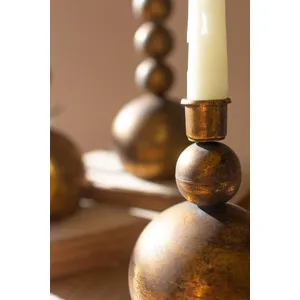 Set of 3 Antique Brass Taper Candle Holders 2