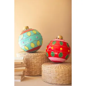 Set of 2 Large Colorful Christmas Ball Ornaments 3
