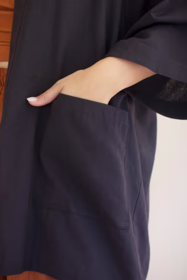 Short Kimono with Front Pockets / Midnight