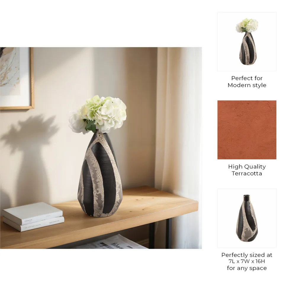 ELM BLACK VASE 16 (IN)