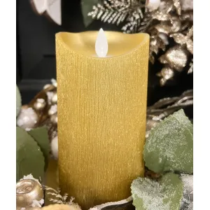 Platinum Gold Metallic Moving Flame LED Candle 3x6in 1