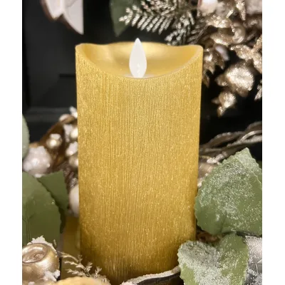 Platinum Gold Metallic Moving Flame LED Candle 3x6in