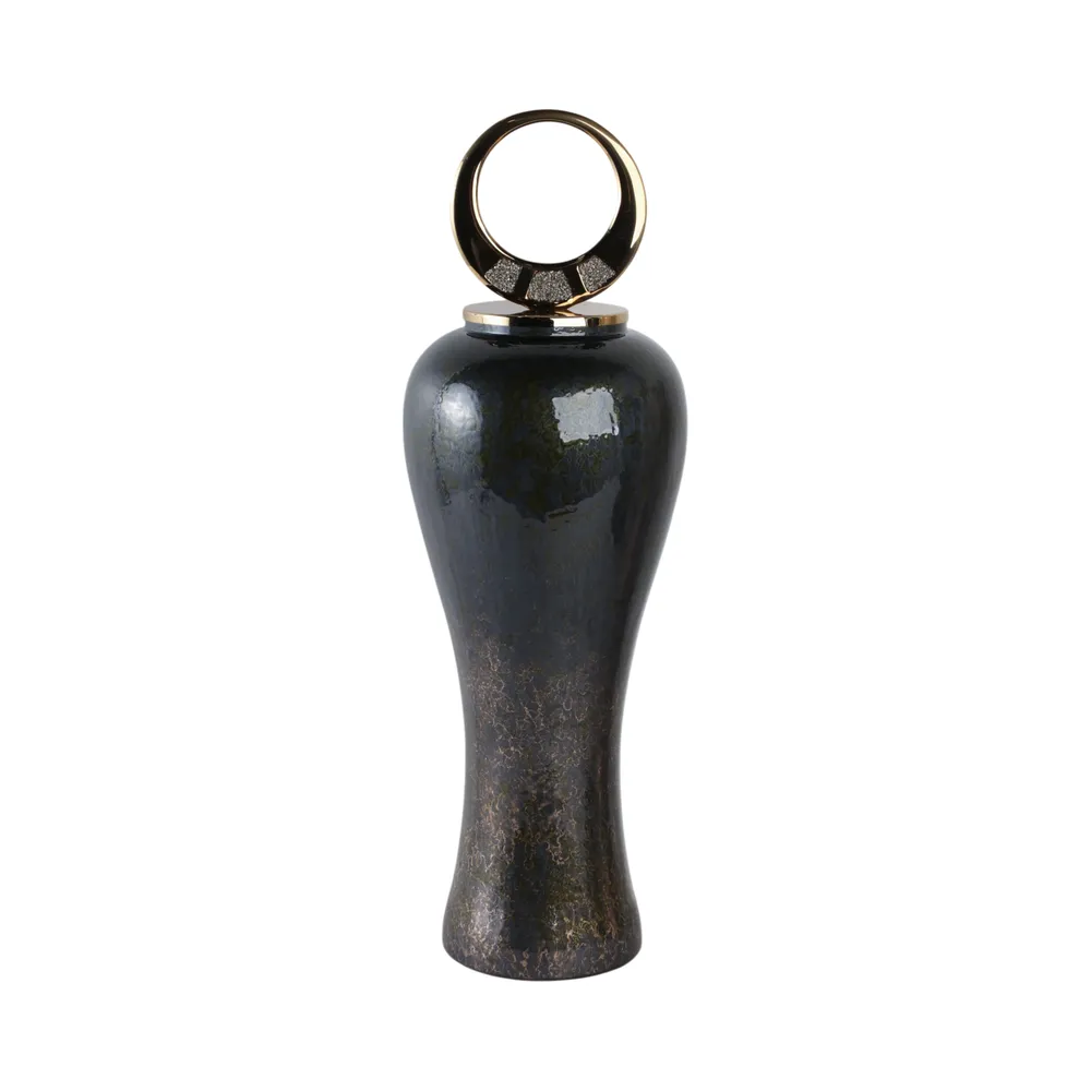 THORNTON BLACK GLASS VASE 27 (IN)