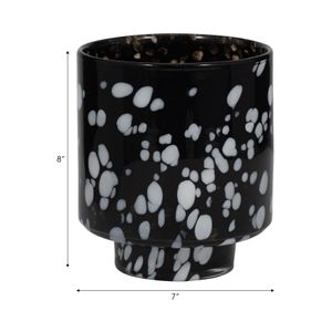 BAKERWOOD BLACK GLASS VASE 8 (IN) 8