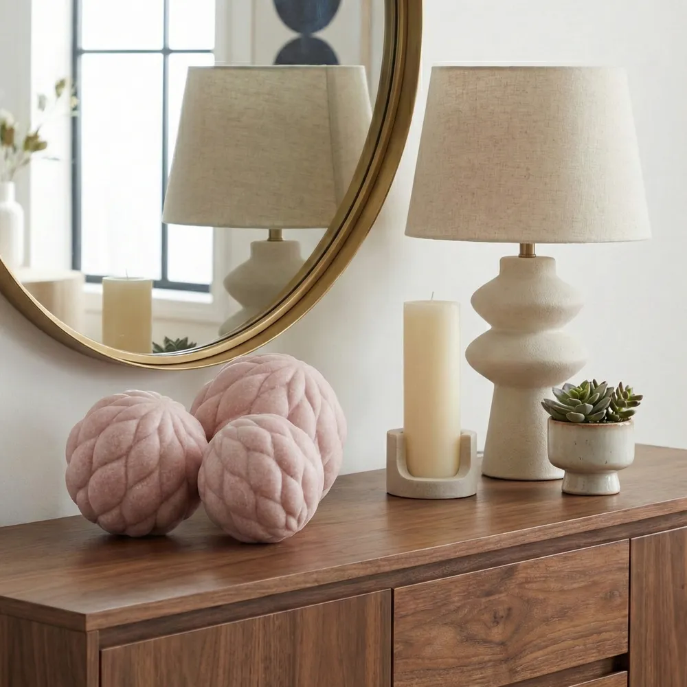 BISHOPSHAW SET OF 3 PINK ORBS 6 (IN)