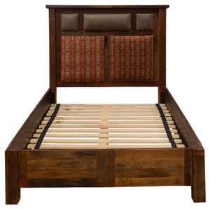 Barnwood Upholstered Bed with Rail System - Cal King - Standard Leather 4