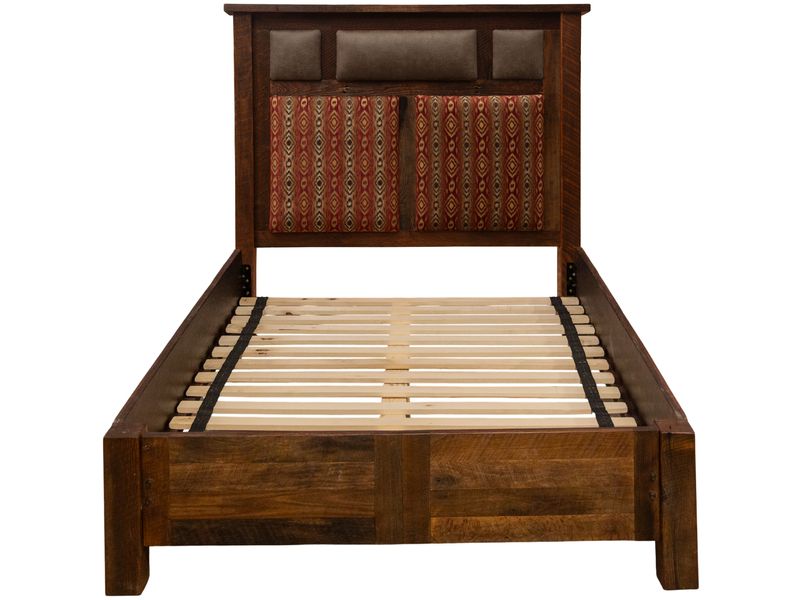 Barnwood Upholstered Bed with Rail System - Double - Premium Fabric 4