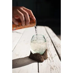 Small Blown Glass Bowl on Driftwood Base 2