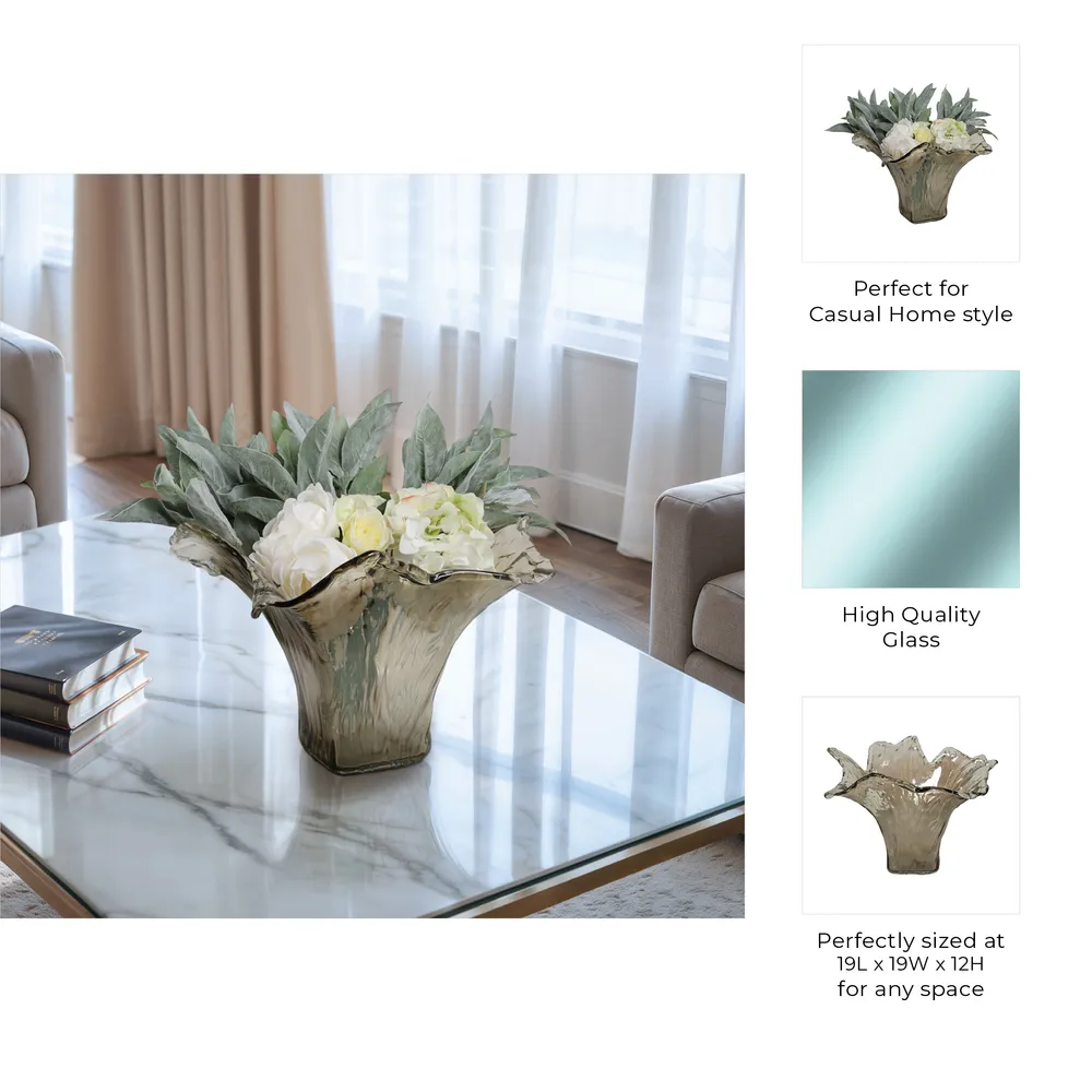 CLAYMORE GRAY GLASS VASE 12 (IN)