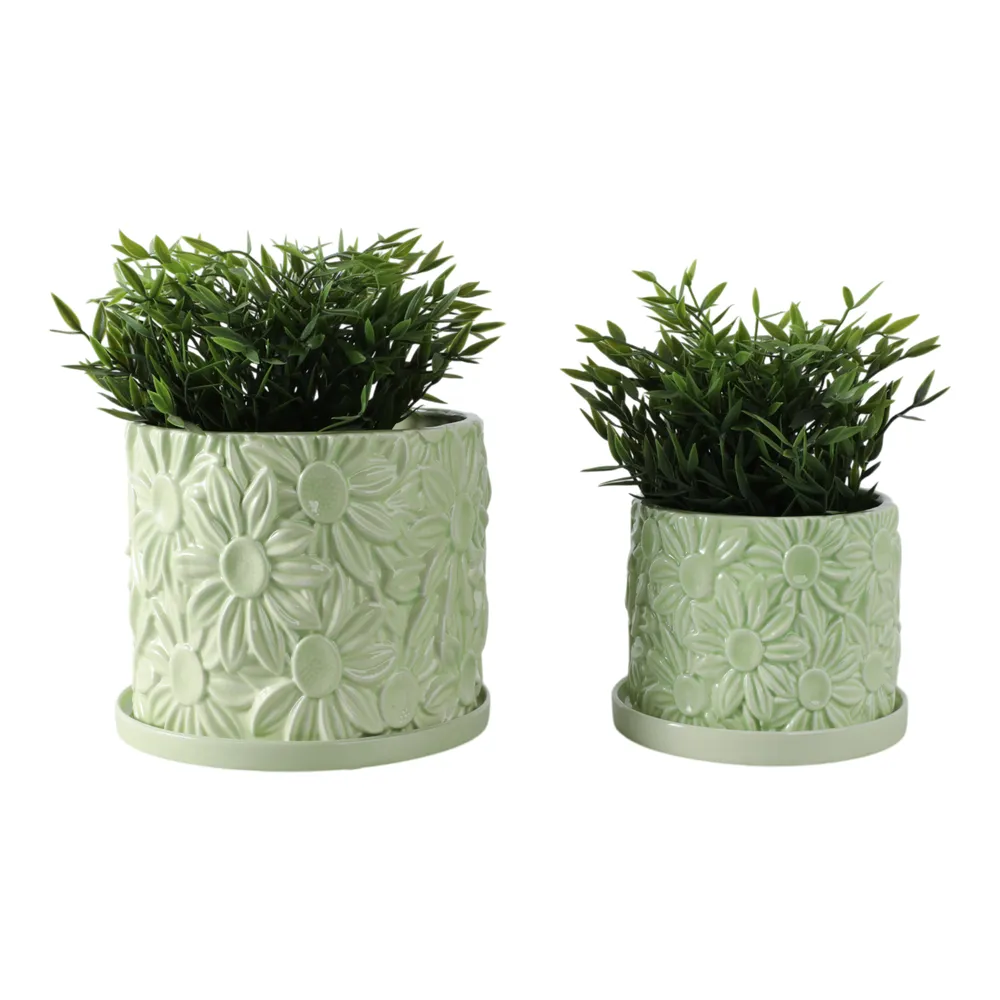 BOWENHAVEN SET OF 2 GREEN PLANTER 7 (IN)