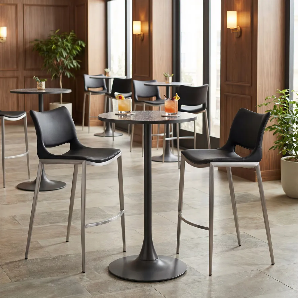 Ace Barstool Black & Silver