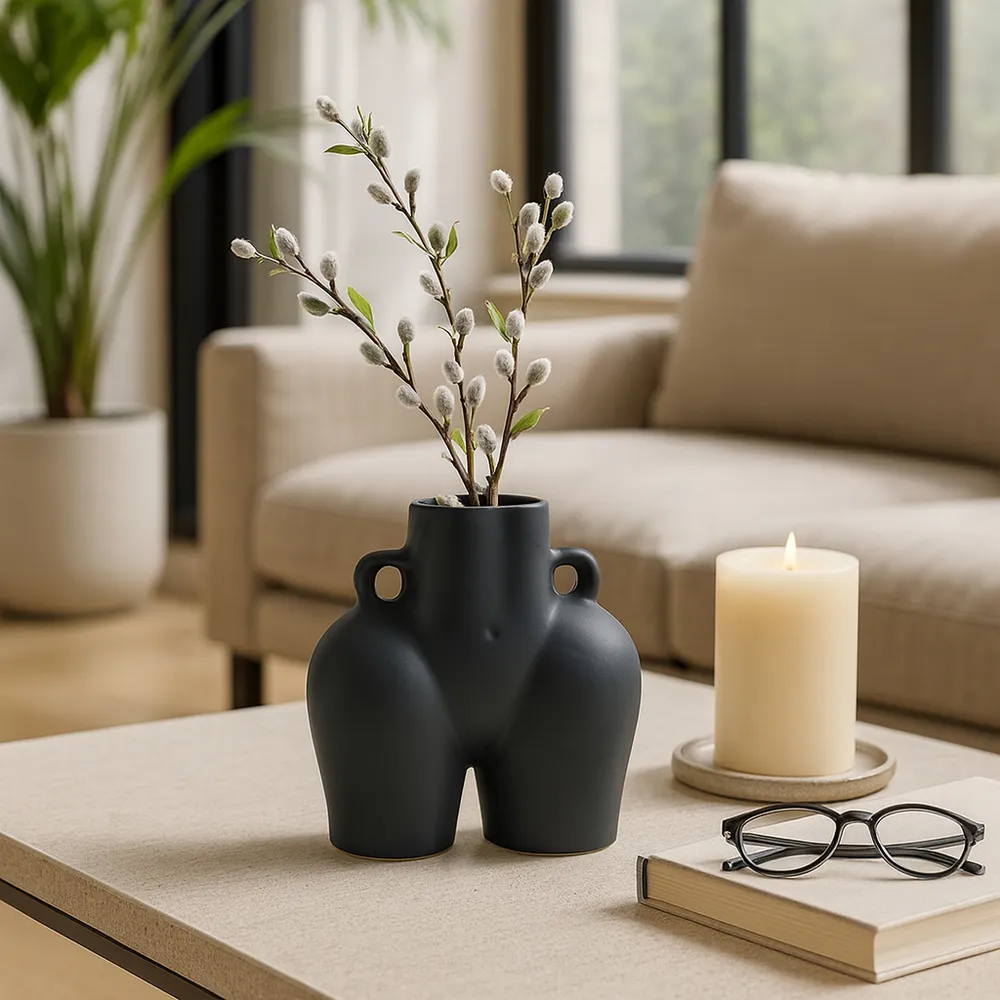 GLOVERSIDE BLACK VASE 8 (IN)