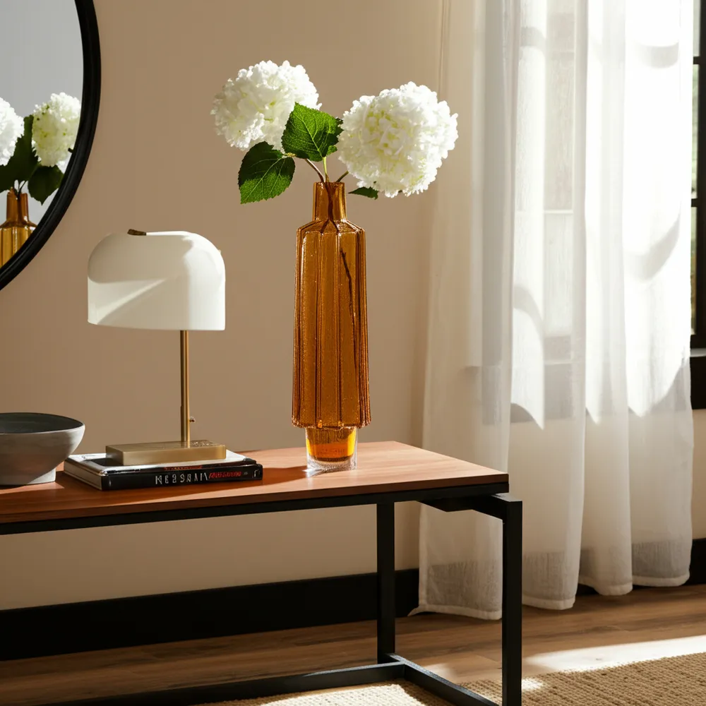 VINSON ORANGE GLASS VASE 17 (IN)