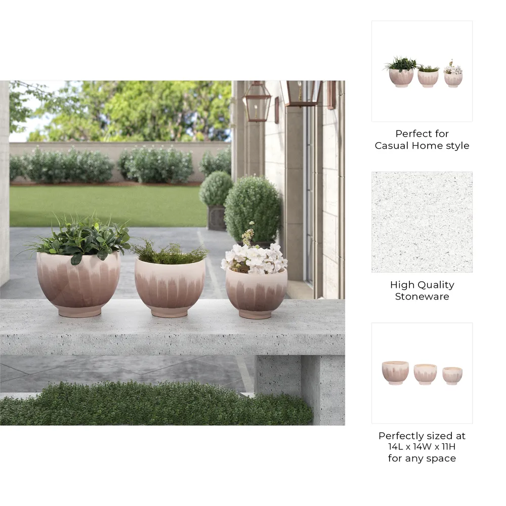 DASHSHAW SET OF 3 WHITE PLANTER 11 (IN)