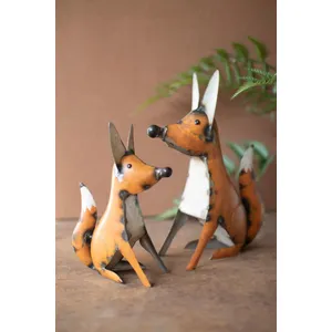 Set of 2 Recycled Iron Foxes 1