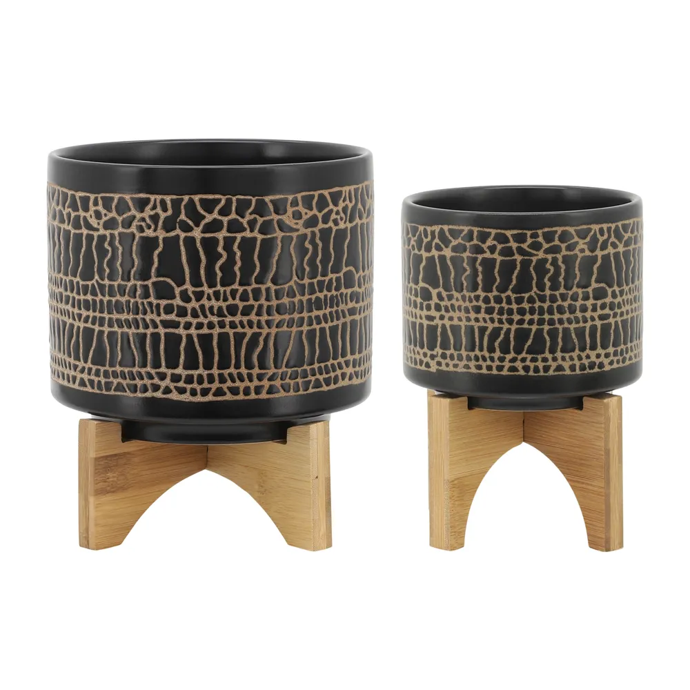 LANDONVIEW SET OF 2 BLACK PLANTER 11 (IN)