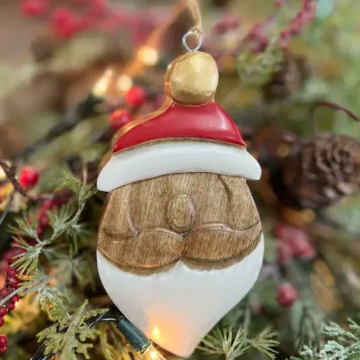Santa Head Ornament 6x3in
