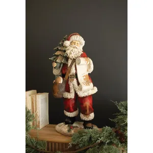 Traditional Faux Concrete Santa with List 1