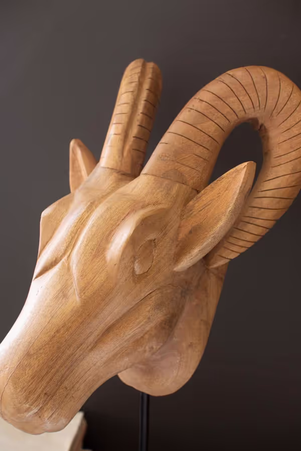 Set of 3 Carved Mango Wood African Animal Heads